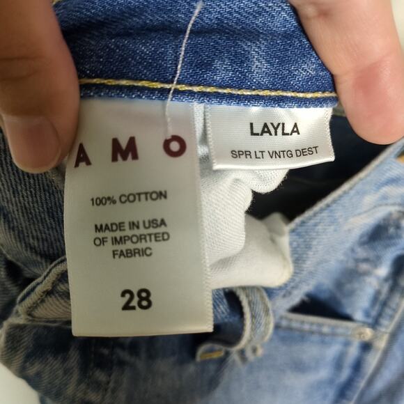 AMO Layla High Rise Relaxed Straight Leg Jeans Light Vintage Wash Women's 28 - Picture 5 of 6